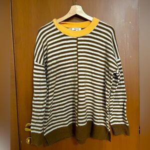 Madewell Striped Brown, White, & Orange Oversized Sweater, Medium